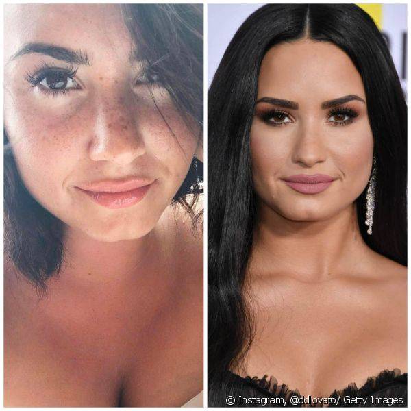 Sem maquiagem, Demi Lovato exibe sardinhas naturais na pele (Foto: Instagram @ddlovato/ Getty Images)